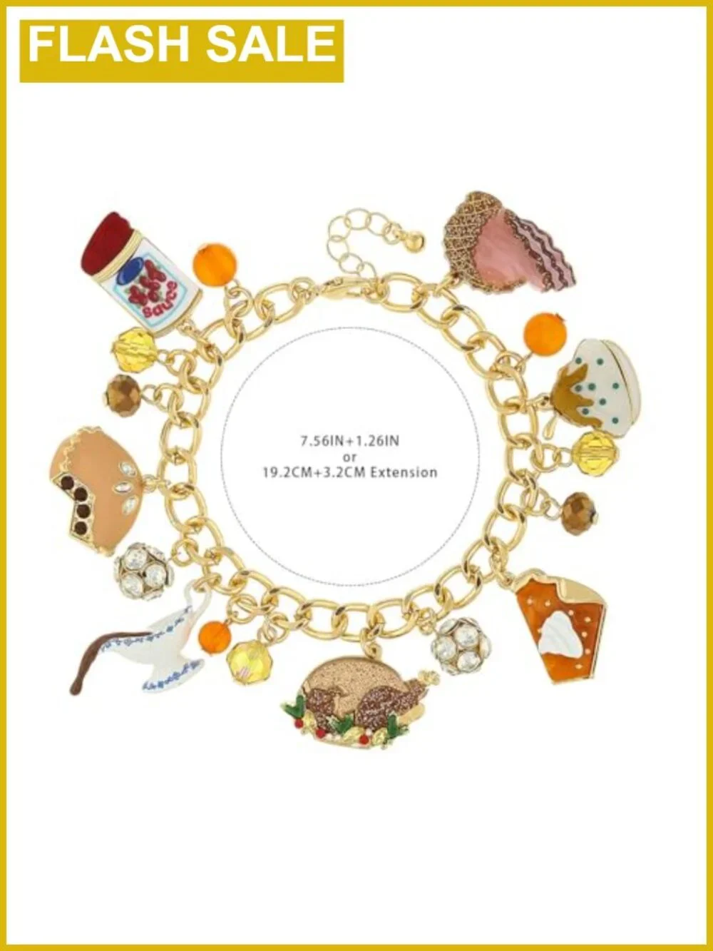 Thanksgiving Charm Bracelet Adjustable Chain Lobster Claw Women's Holiday